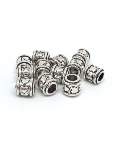 R-10 Perles tube gravé coeur, tonneau en métal...