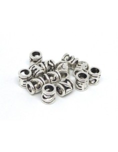 Perle métal à gros trou argenté 