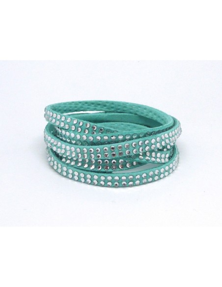 Suédine vert d'eau avec strass brillant