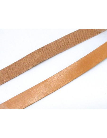R-50cm Cuir plat largeur 10mm de couleur marron clair, marron naturel épaisseur 1,1mm- CUIR VERITABLE