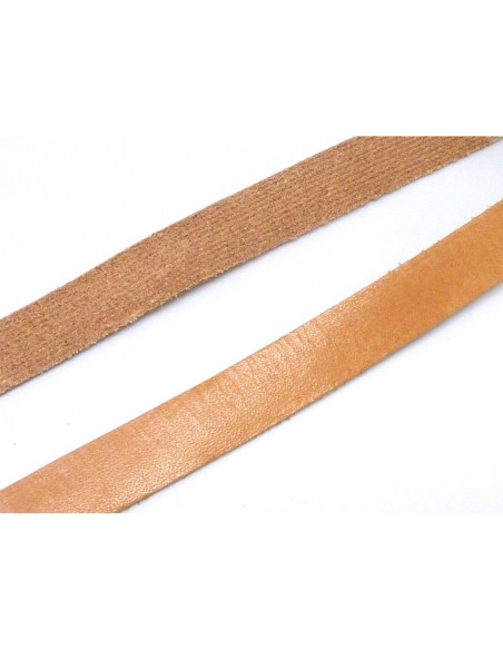 R-50cm Cuir plat largeur 10mm de couleur marron clair, marron naturel épaisseur 1,1mm- CUIR VERITABLE