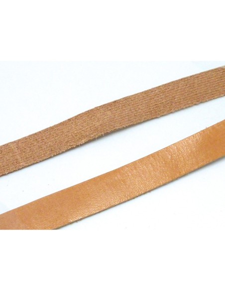 R-50cm Cuir plat largeur 10mm de couleur marron clair, marron naturel épaisseur 1,1mm- CUIR VERITABLE