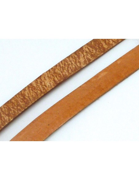 Cordon cuir plat de couleur marron clair camel 10mm