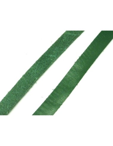 50cm Cuir plat largeur 10mm de couleur vert poireau épaisseur 1,1mm- CUIR VERITABLE