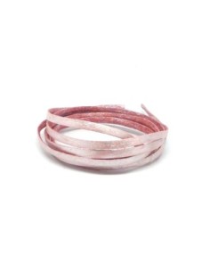 1m de lanière cuir plat 3,5mm de couleur rose nacré, épaisseur 1mm
