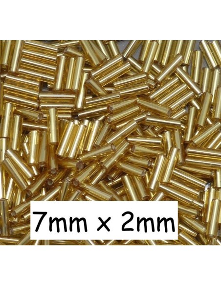 Rocaille tube pas chère 2mm en verre de couleur doré