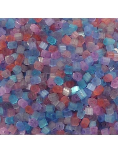 R-20g soit environ 1400 perles mini tube de rocaille 2mm en verre multicolore rose, bleu, violet, mauve