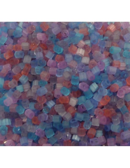 R-20g soit environ 1400 perles mini tube de rocaille 2mm en verre multicolore rose, bleu, violet, mauve