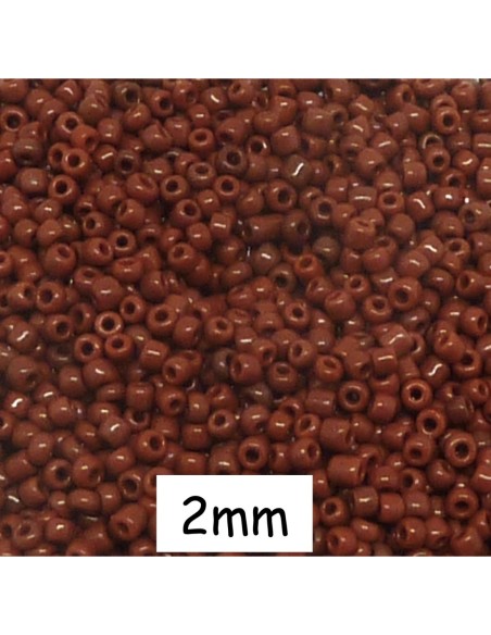 Perle de rocaille 2mm marron pour tressage et tissage