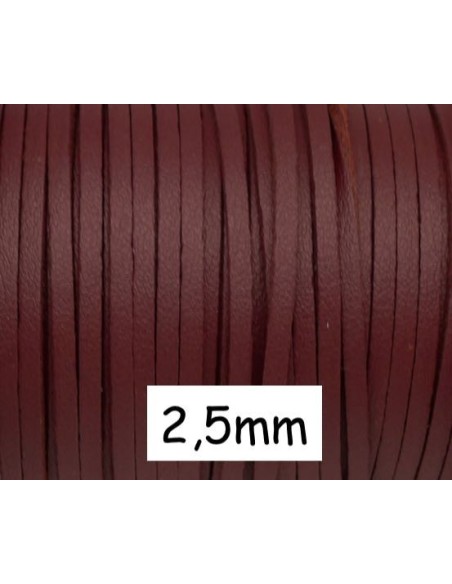 Lanière cuir synthétique rouge grenat 2,5mm pas cher