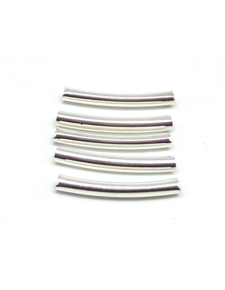 R-10 tubes légèrement incurvé en métal argenté lisse 3cm à gros trou - idéal création géométrique et graphique