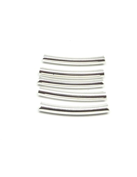 R-10 tubes légèrement incurvé en métal argenté lisse 3cm à gros trou - idéal création géométrique et graphique