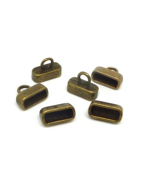 4 Embouts pour lanière de 10-11mm en métal de couleur bronze lisse