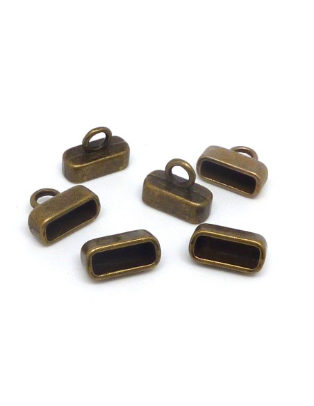 4 Embouts pour lanière de 10-11mm en métal de couleur bronze lisse