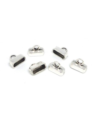 4 Embouts pour lanière de 10-11mm en métal argenté lisse