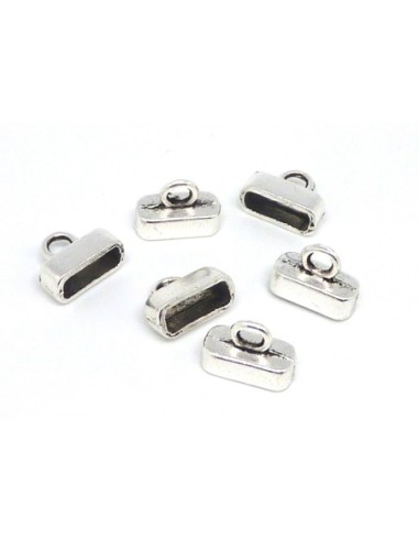 4 Embouts pour lanière de 10-11mm en métal argenté lisse