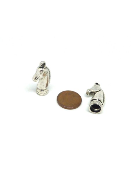 Embout tête de cheval en métal argenté