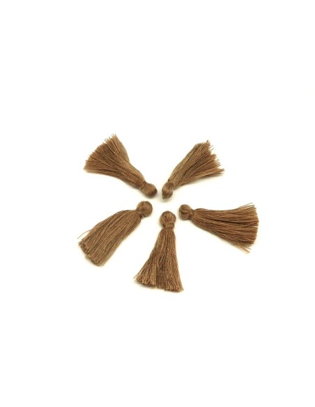 Lot de 5 Petits Pompons marron café au lait 2,5cm - 3cm en polyester et coton