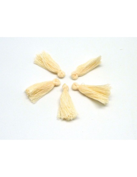 Lot de 5 Petits Pompons jaune orangé de Naples pastel 2,5 - 3cm en polyester et coton