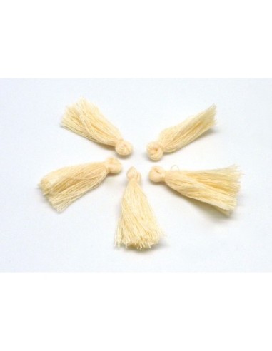 Lot de 5 Petits Pompons jaune orangé de Naples pastel 2,5 - 3cm en polyester et coton