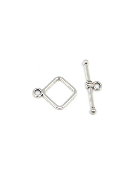 R-10 Fermoirs toggle en forme de carré losange en métal argenté