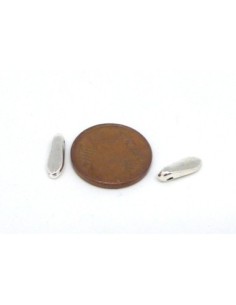 20 petites breloques navette pampille en métal argenté lisse 2