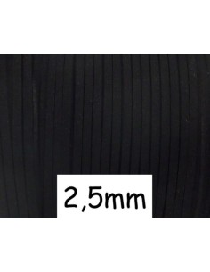 Cordon daim synthétique plat de couleur noir