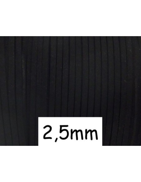 Cordon daim synthétique plat de couleur noir