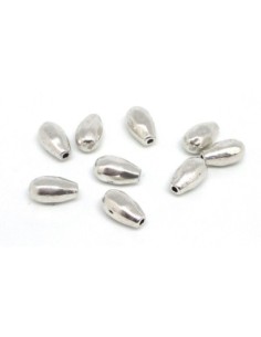 10 Perles embout de finition grain de riz martelé, goutte pour cordon de 1mm en métal argenté 2