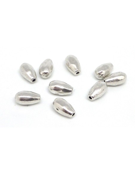 Embout de finition grain de riz pour cordon de 1mm en métal argenté