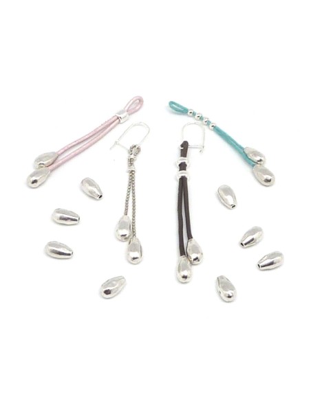 Embout de finition grain de riz en métal argenté pas cher pour cordon 1mm