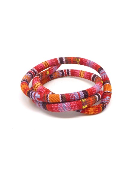 Cordon ethnique 6mm multicolore rose orangé