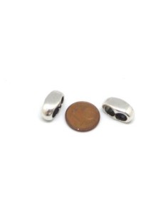 perle passant "double trou" en métal argenté pour cordon 5,5mm 2