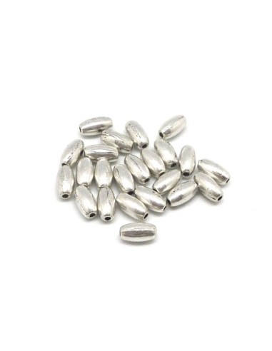 20 Perles grain de riz, ovale, olive en métal...