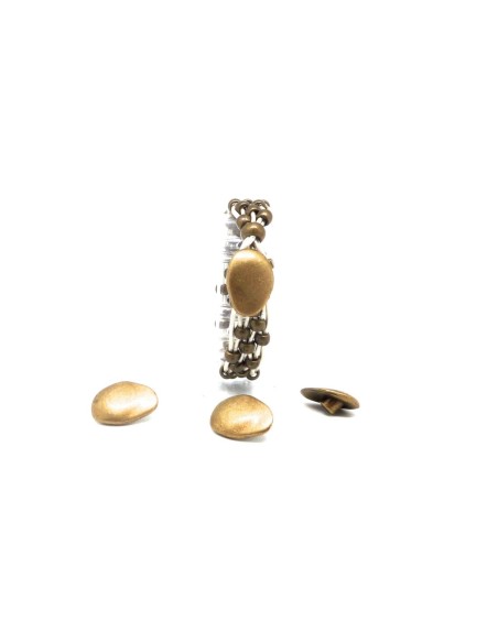 2 Embouts de finition fermoir cuir pastille, galet en métal de couleur bronze