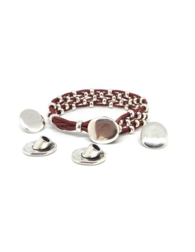 Embout tête plate argenté pas cher pour cordon de 4mm