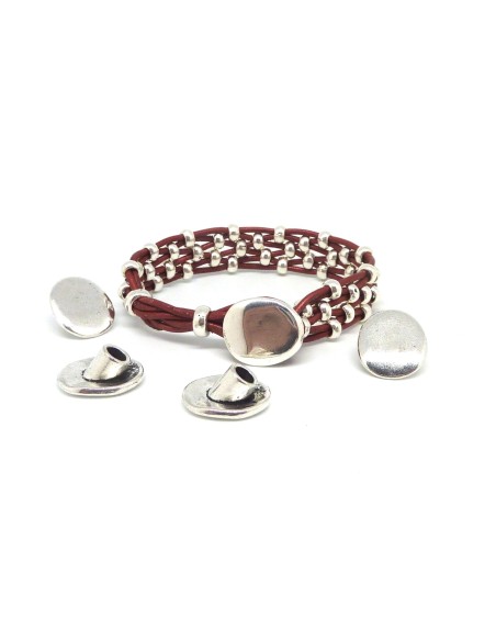 Embout tête plate argenté pas cher pour cordon de 4mm