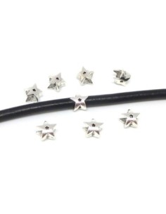 R-20 Perles étoile en métal argenté, à gros trou 5mm x...