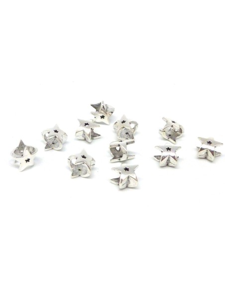 R-20 Perles étoile en métal argenté, à gros trou 5mm x 6,8mm , perles passant