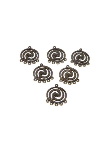 4 Connecteurs support rond 23,6mm pour boucle d'oreille, pendentif en métal de couleur bronze