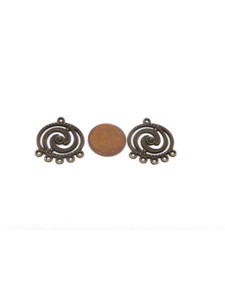 4 Connecteurs support rond 23,6mm pour boucle d'oreille, pendentif en métal de couleur bronze