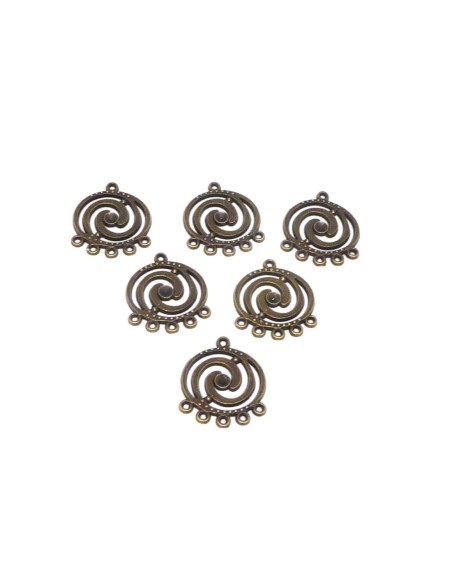 4 Connecteurs support rond 23,6mm pour boucle d'oreille, pendentif en métal de couleur bronze