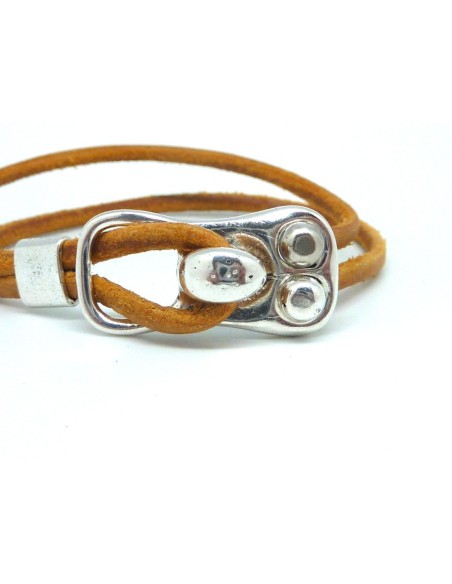 Fermoir crochet pour cordon cuir ou bracelet multi rangs en métal argenté