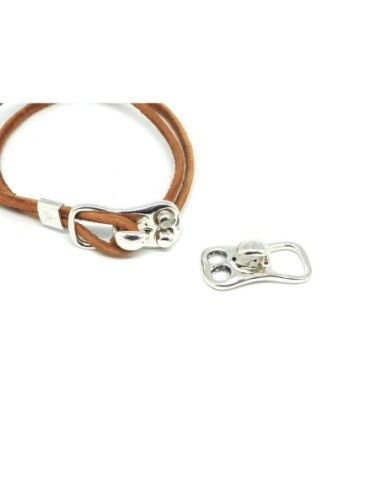 Fermoir crochet pour cordon cuir ou bracelet multi rangs en métal argenté