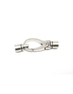 Fermoir mousqueton avec embout pour cordon cuir 5mm en métal argenté vieilli