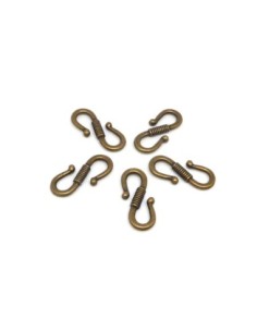5 Fermoirs, attache en S, 24,2mm en métal de couleur bronze