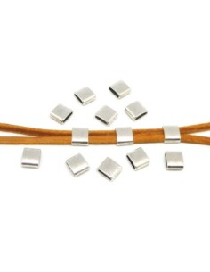 Perle poussoir argenté pour lanière cuir de 7mm