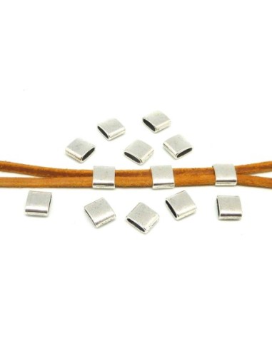 Perle slide argenté pour lanière cuir de 7mm pas chère