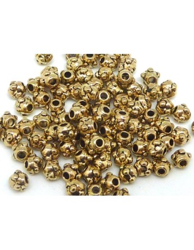 R-9,2g environ 100 mini perles 3,8mm en métal doré pâle, jaune pâle, fine et petite