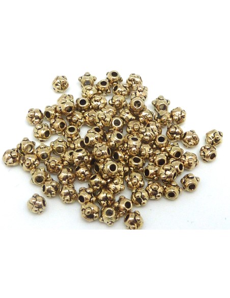 R-9,2g environ 100 mini perles 3,8mm en métal doré pâle, jaune pâle, fine et petite